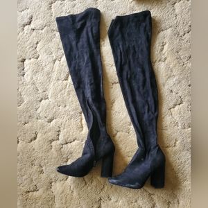 Thigh high faux suede boots